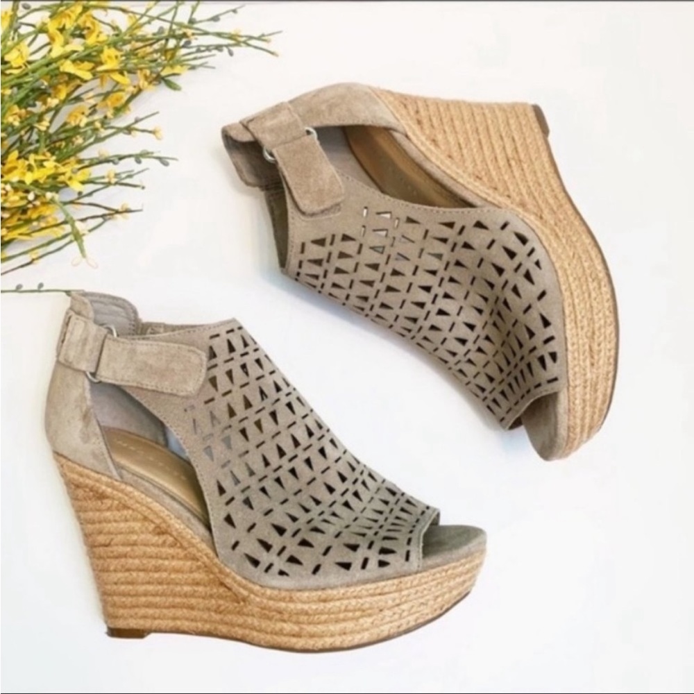 Marc Fisher Helina Jute Espadrille Platform Wedges Taupe  Size 8 - Picture 9 of 9